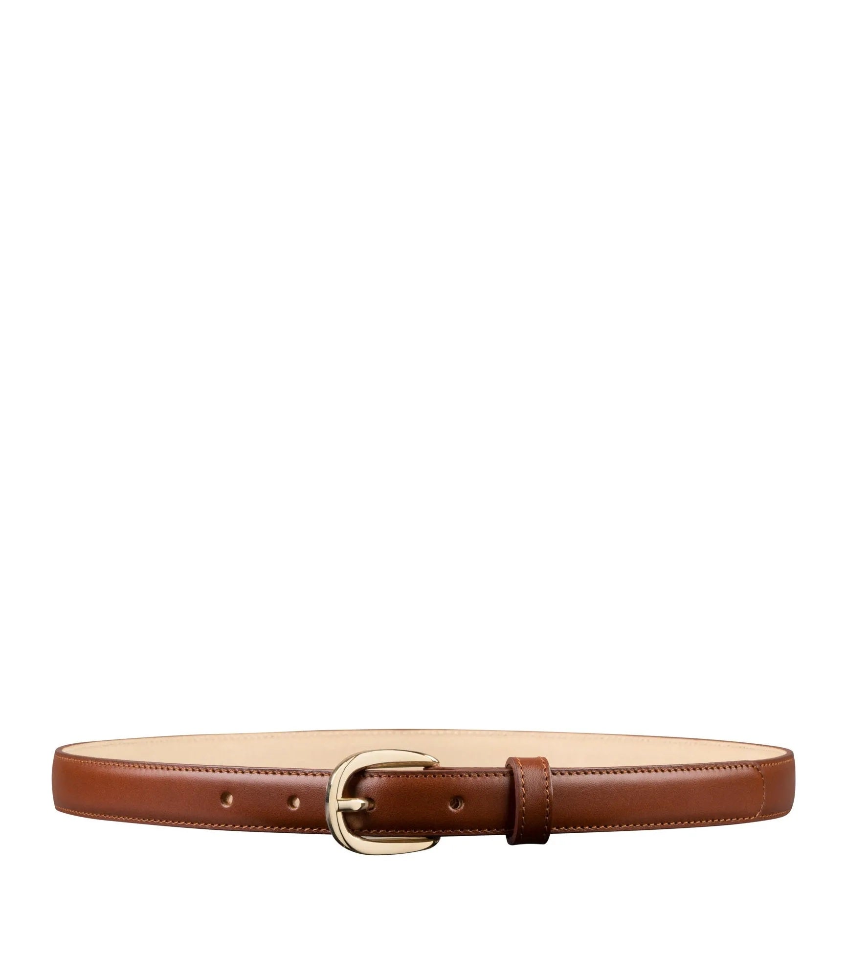 Smooth Leather Dress Belt With Pin Buckle - Chestnut/Black, Belts