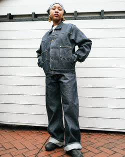 A.P.C. Brain Dead - model in full denim look