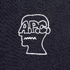 A.P.C. Brain Dead - collaborative logo on a piece of denim fabric