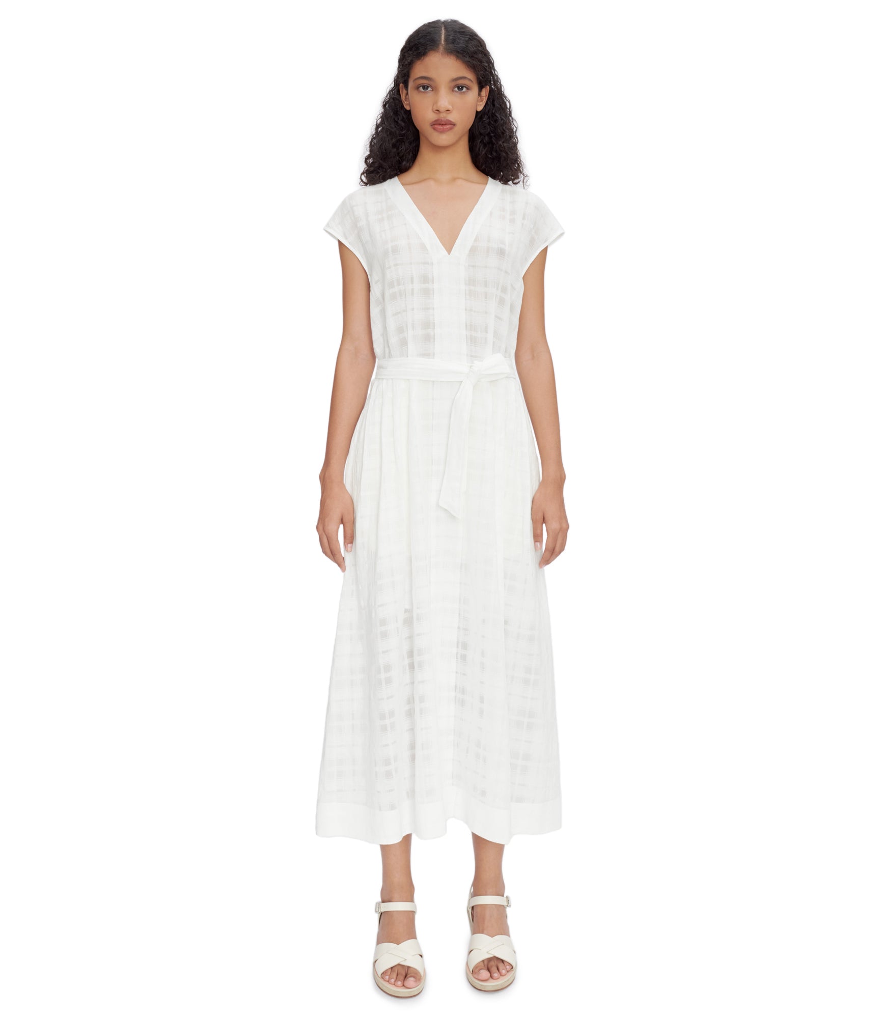 Willow dress | Sheer check in linen-cotton blend | A.P.C. Ready-to-Wear