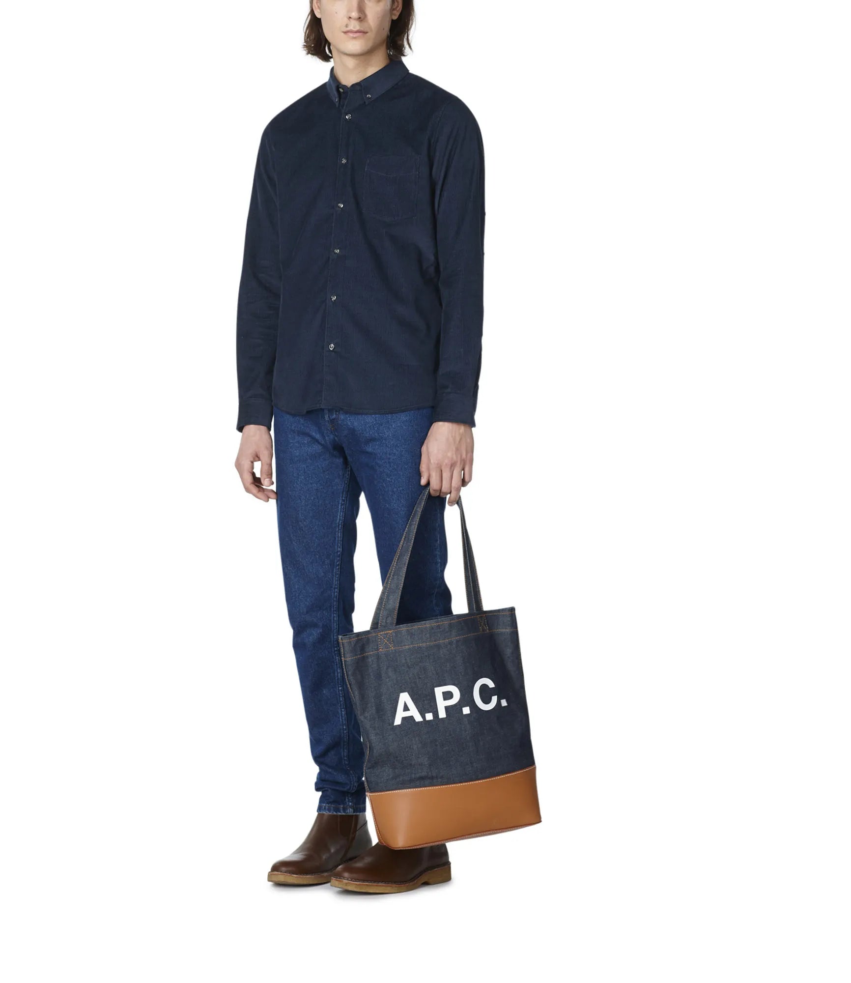 Axelle tote bag | Japanese Denim and smooth leather | A.P.C. Accessories